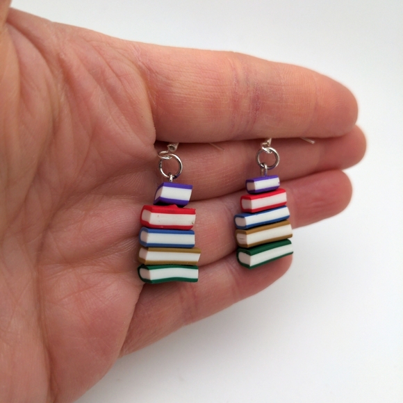Colorful Bookstack Earrings - Picture 8 of 14